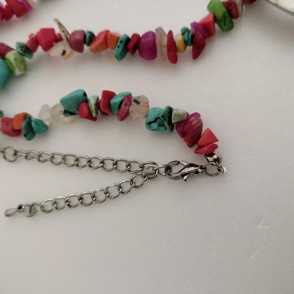 Seed Beaded Chain Lobster Clasp Silver Tone Pendant Necklace - Picture 6 of 8